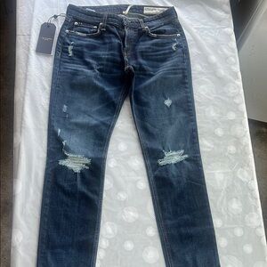 rag & bone Blue low- Rise slim Jeans Distressed Style
